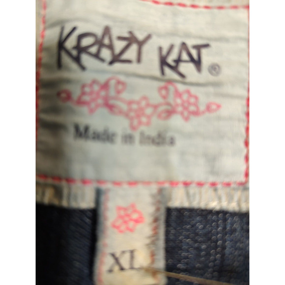 Krazy Kat Women's Blue Denim Jacket long sleeve sequins on shoulders Size XL - Picture 5 of 6